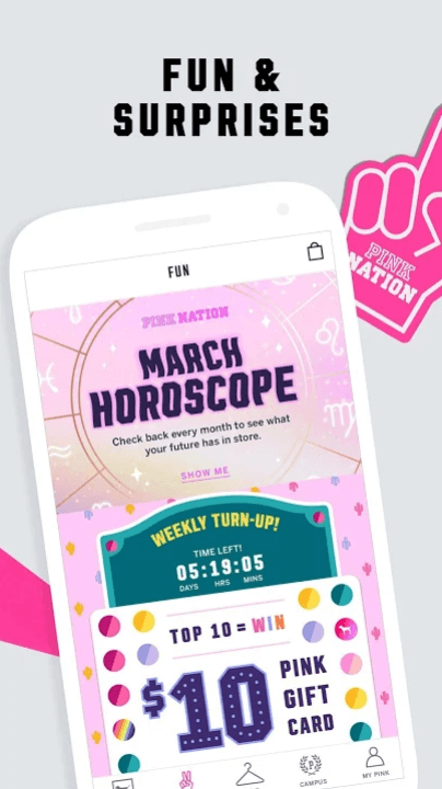 The PINK Nation app by Victoria's Secret